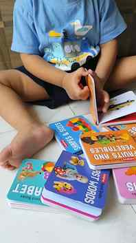 It's a fun way of learning he sits and open them and try to 