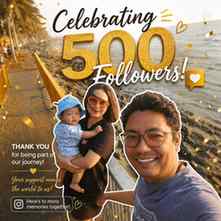 "500 hearts. 500 reasons to be grateful. 🤍✨"
500 followers.