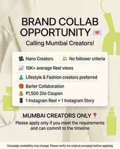 💌 BRAND COLLAB OPPORTUNITY — MUMBAI CREATORS!
Hey creators!