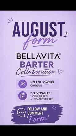 🚨 BellaVita August Barter Collaboration Form is LIVE! 💜✨

