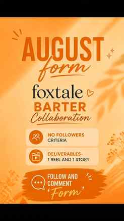 🧡 Foxtale August Barter Collaboration Form is LIVE! ✨

No f