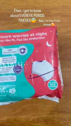 1 Period Panty = 3 Pads. Gives 12 hours protection. 360° Ant