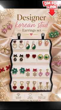 Korean Stud Earrings Set for Women | 12 Pairs Designer Fashi