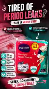 Wear it. Forget it.
Evereve = Freedom from Period Worries.

