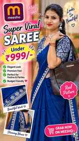 ✨ MEESHO SAREE UNDER ₹999/- 😍💙 ✨
This royal blue saree is