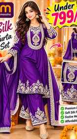 This Meesho silk kurta set under ₹799/- 😍💜
Royal look + be