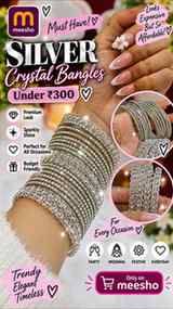 ✨ These Meesho Silver Crystal Bangles are giving FULL luxury