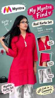 Myntra ka ye red kurta set mujhe kaafi pretty laga ❤️ Link c