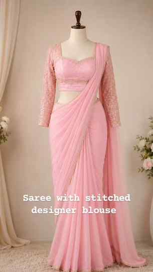 Follow and comment for the link.
Saree with stitched designe