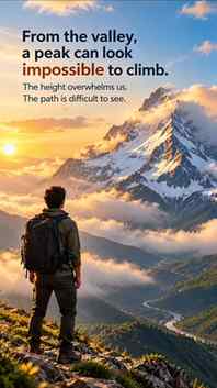 From the valley, the peak looks impossible.
But every summit