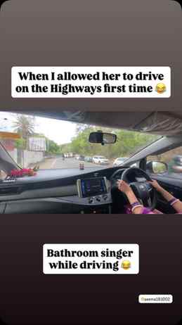 My wife first time driving a car on the highways and her bat