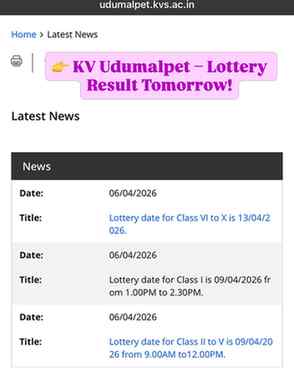 📢 KV Udumalpet Admission Update!
Latest notice is out — 📅