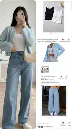 Comment link 🖇️
.
@meeshoapp
[Crop top,tank top, jeans, ba
