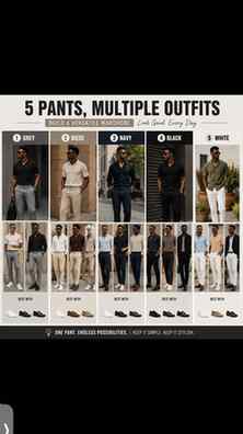 5 pants we can create multiple outfits.
[Pants Trousers outf