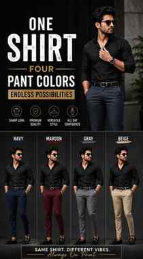 Pant colour you can try with Black shirt .
[Black pant Fash