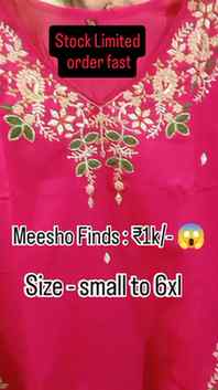 ₹1000 me Meesho ka ye Kurta Set 😍💗
Embroidery dekh ke dil