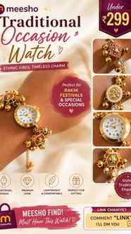 ⌚🤍 Comment “WATCH” @meeshoapp under 299/-

🎀 Perfect for R