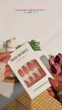 Wait… these meesho press-on nails are only ₹154?! 😭💅🏻✨
th