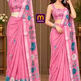 Best linen saree with pocket, Read to wear saree, affordable