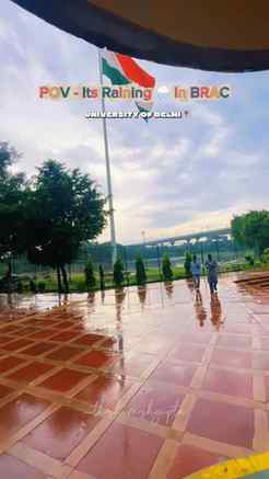 Rain drops, DU stops ☔✨ Ambedkar College ka monsoon swag 💙�
