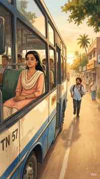 She was already on the bus.
He saw her… and started running